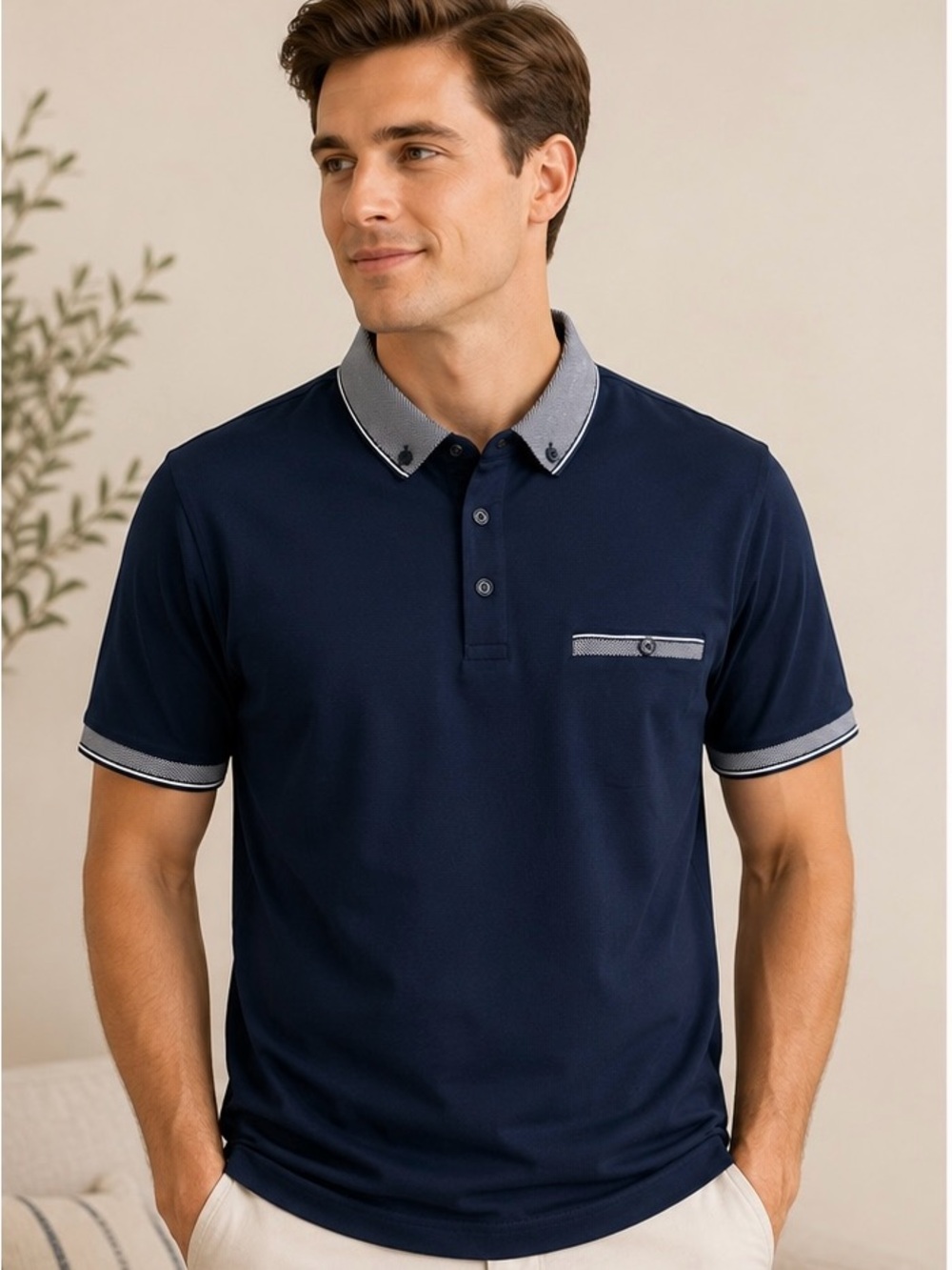 Denim & Flower Ricky Singh Navy Polo Shirt S NWT